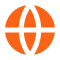 Orange circle with black intersecting lines.